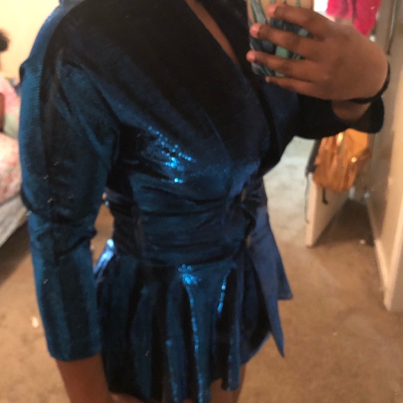 Vintage Blue Shimmer Blouse - Picture 3 of 6